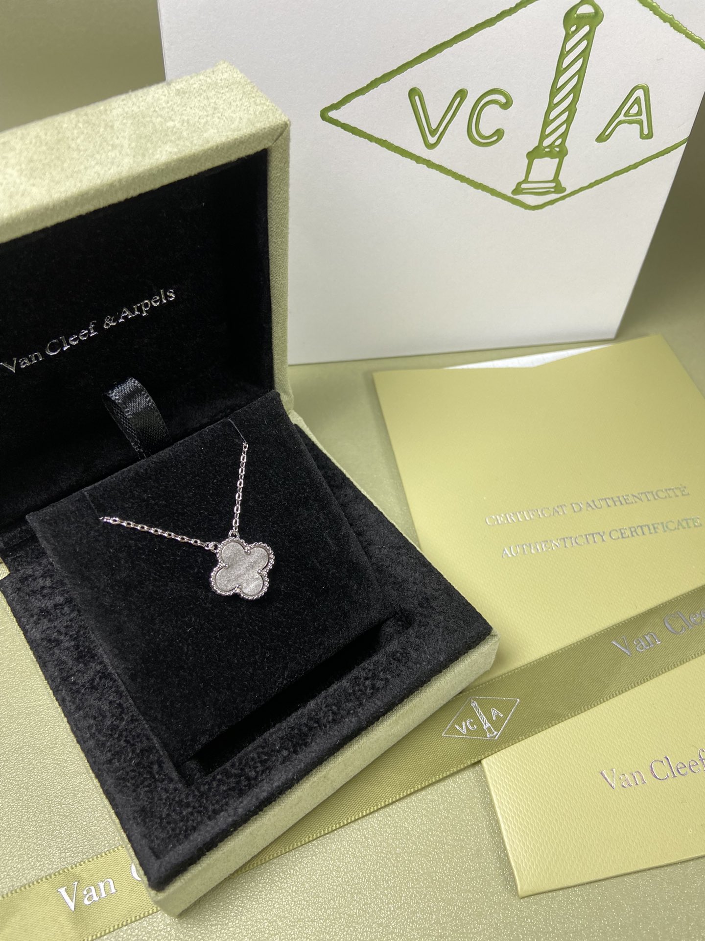 Van Cleef & Arpels obsidian four-leaf clover necklace