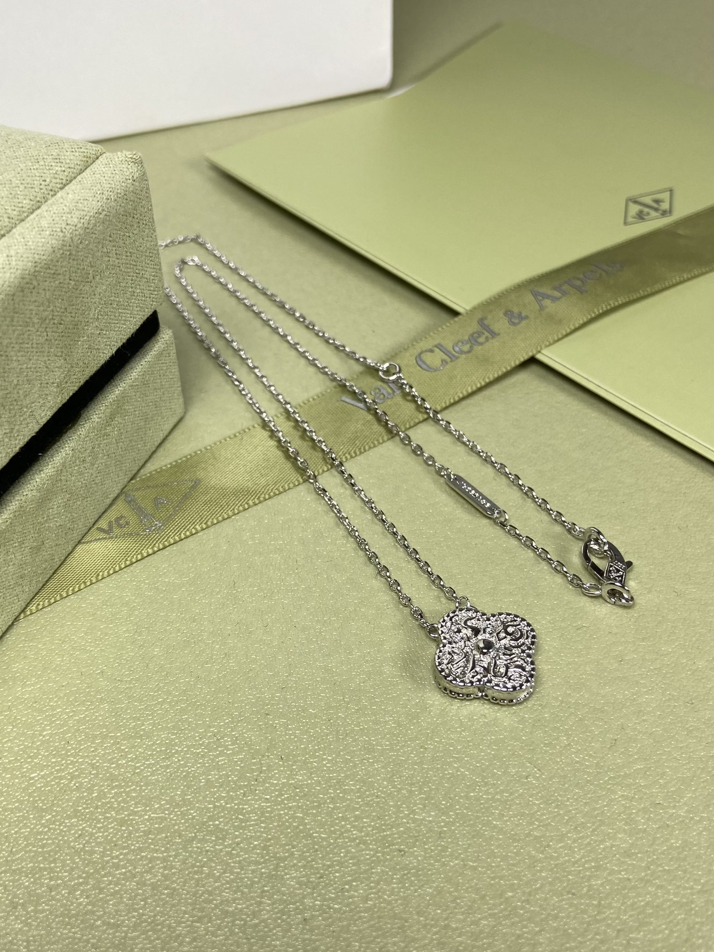 Van Cleef & Arpels gilded four-leaf clover necklace