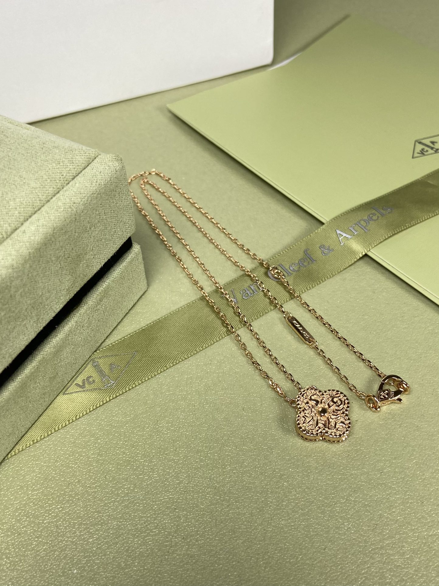 Van Cleef & Arpels gilded four-leaf clover necklace