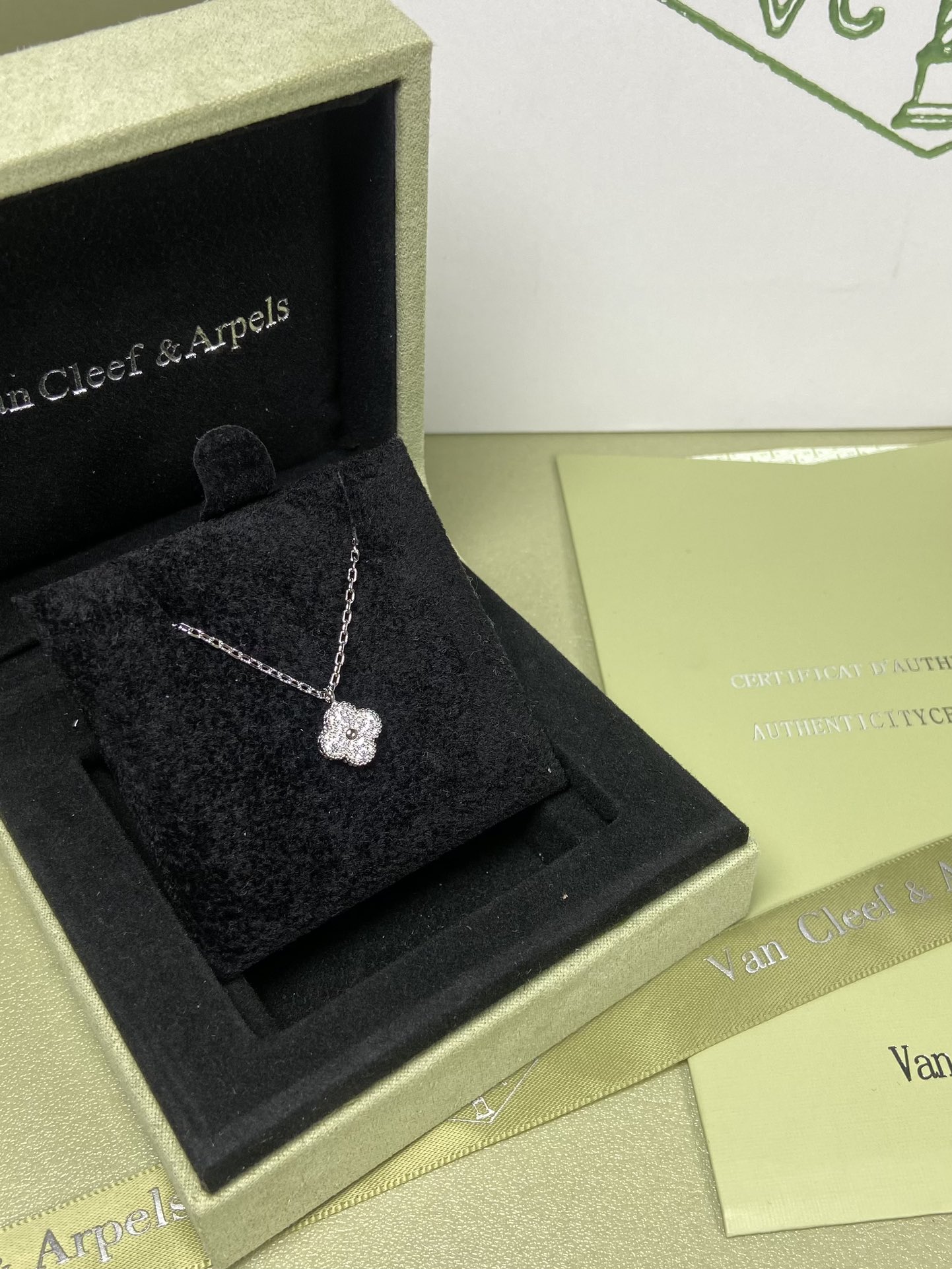 Van Cleef & Arpels mini diamond four-leaf clover necklace