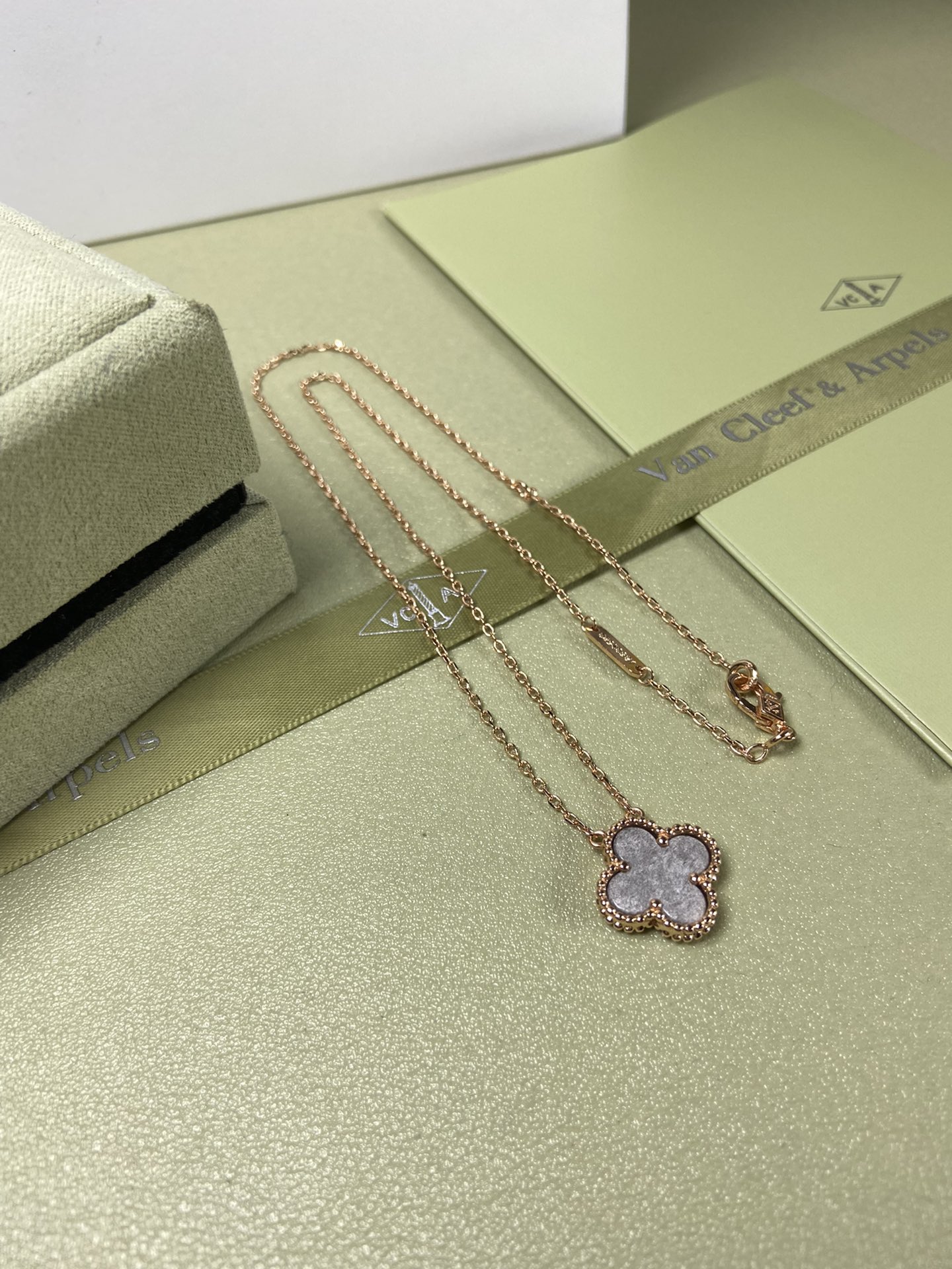 Van Cleef & Arpels obsidian four-leaf clover necklace