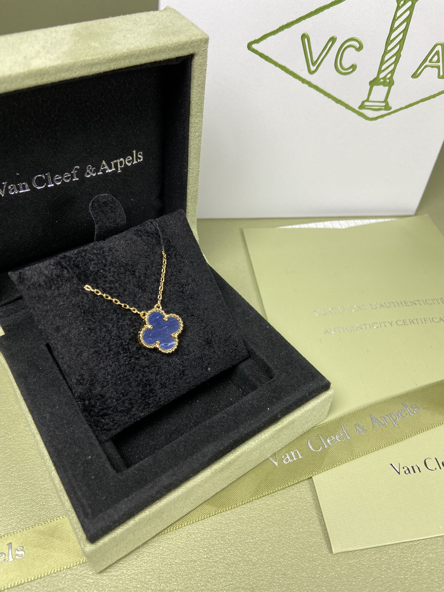 Van Cleef & Arpels Peter blue four-leaf clover necklace