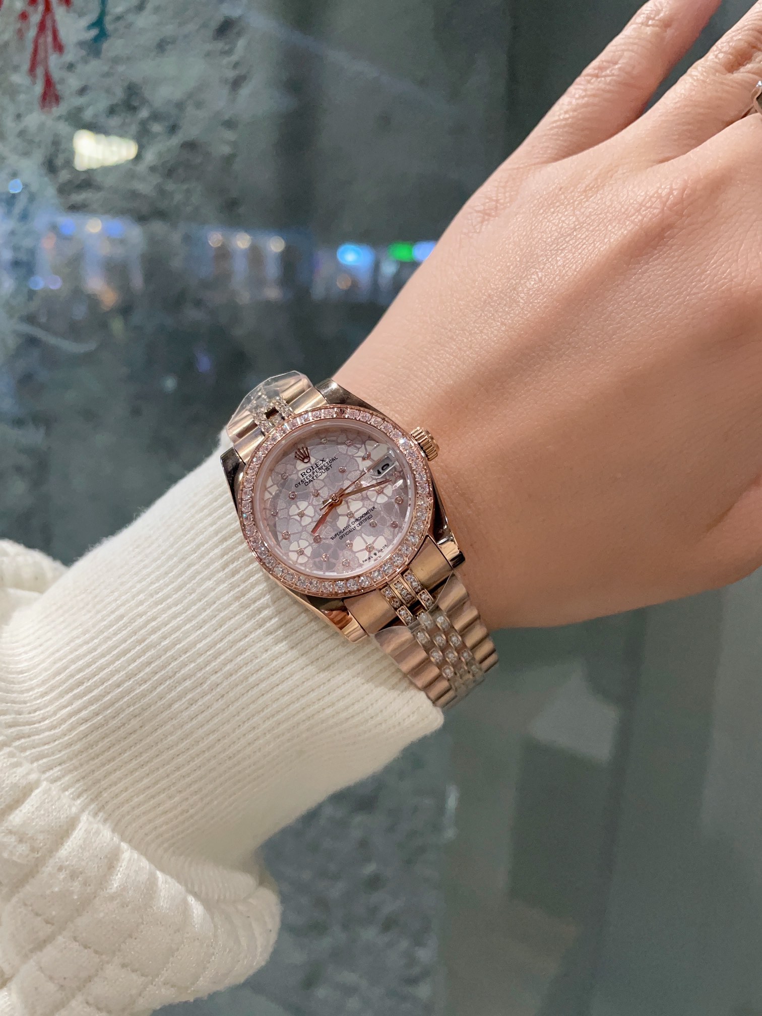 Rolex Diary Women's Classic Solid Five-Bead Steel Strap - Original Press-Buckle