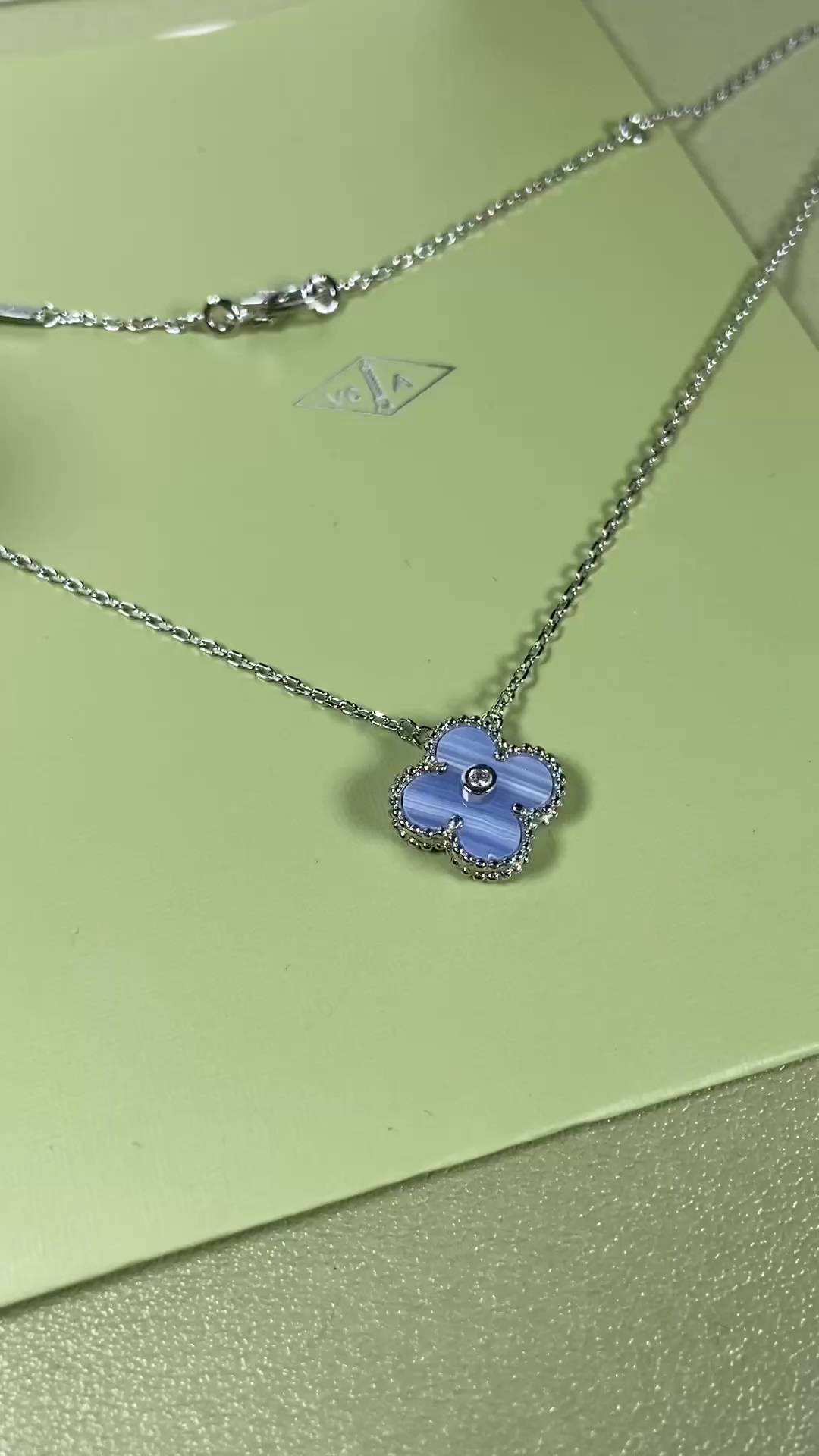 Van Cleef & Arpels purple chalcedony four-leaf clover necklace