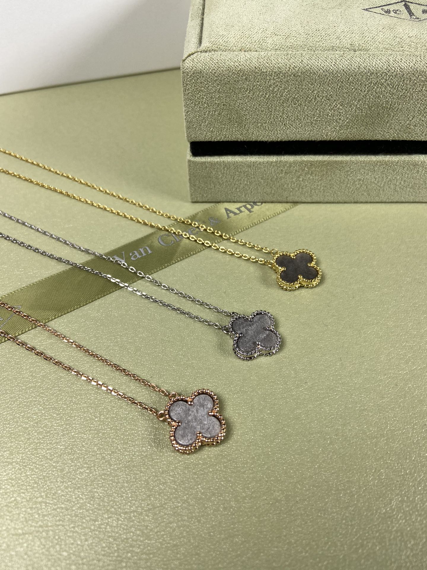 Van Cleef & Arpels obsidian four-leaf clover necklace