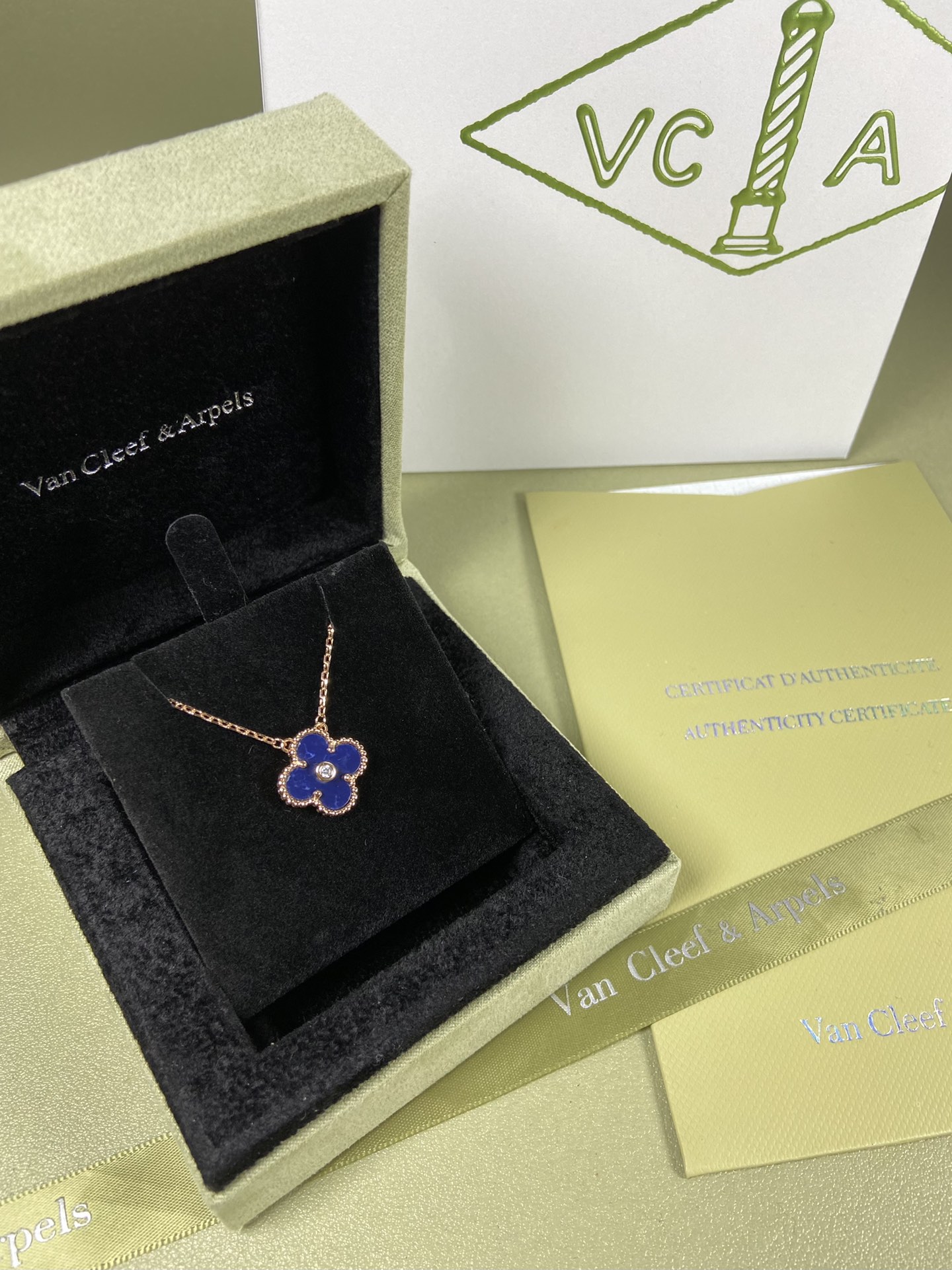Van Cleef & Arpels Peter blue four-leaf clover necklace