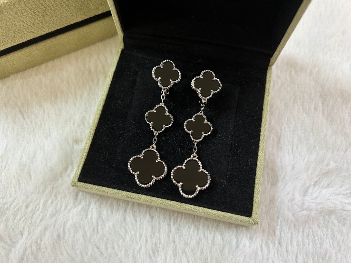 Van Cleef & Arpels Black Onyx Clover Earrings