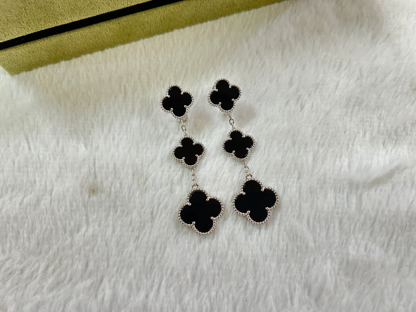 Van Cleef & Arpels Black Onyx Clover Earrings