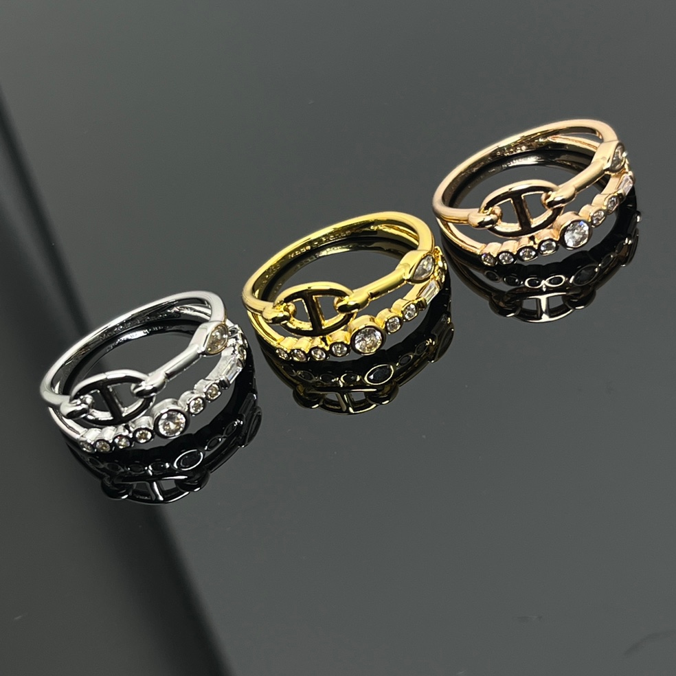 Hermes Rings New Rings with Diamond Pig Nose Rings