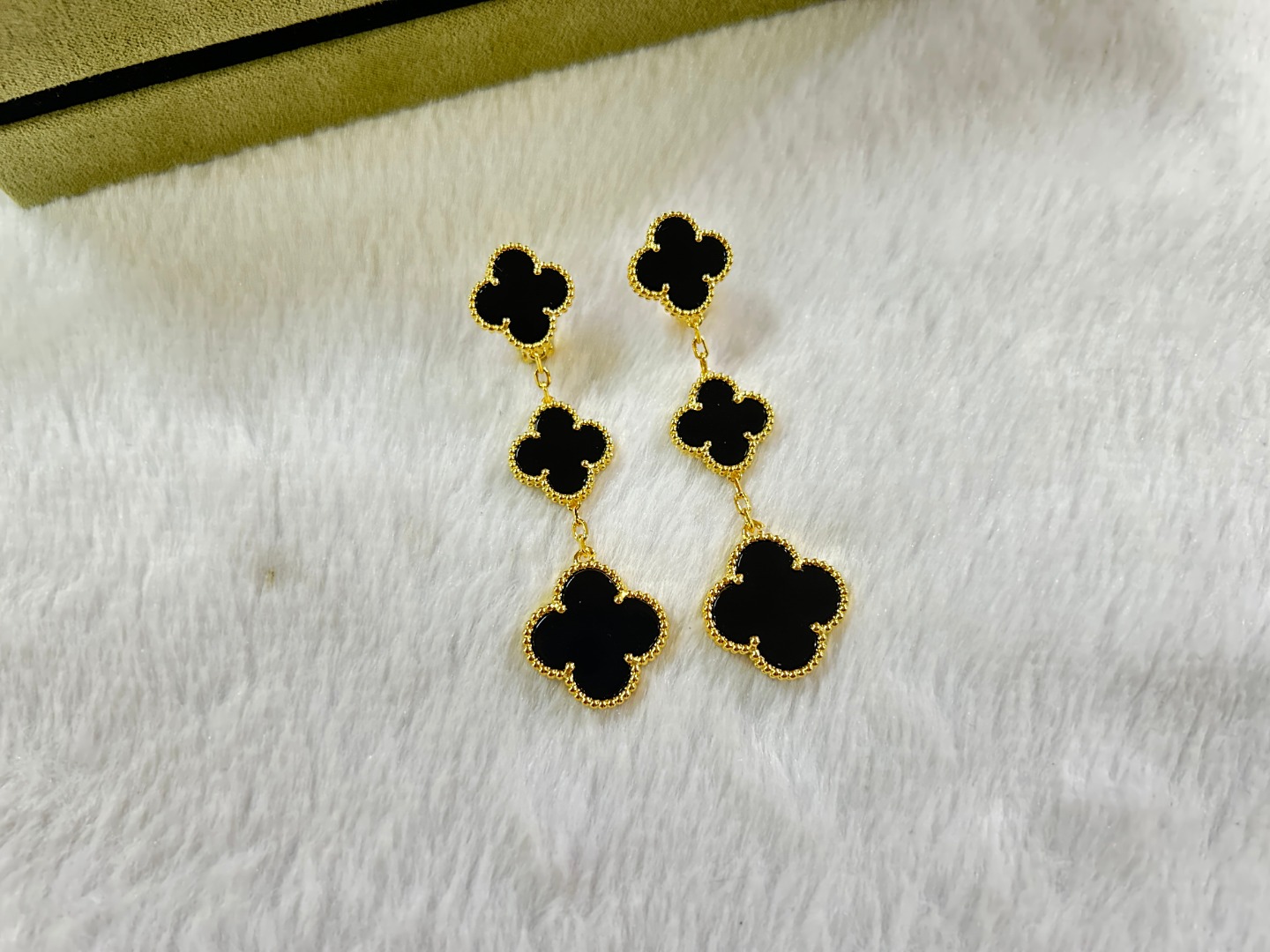 Van Cleef & Arpels Black Onyx Clover Earrings