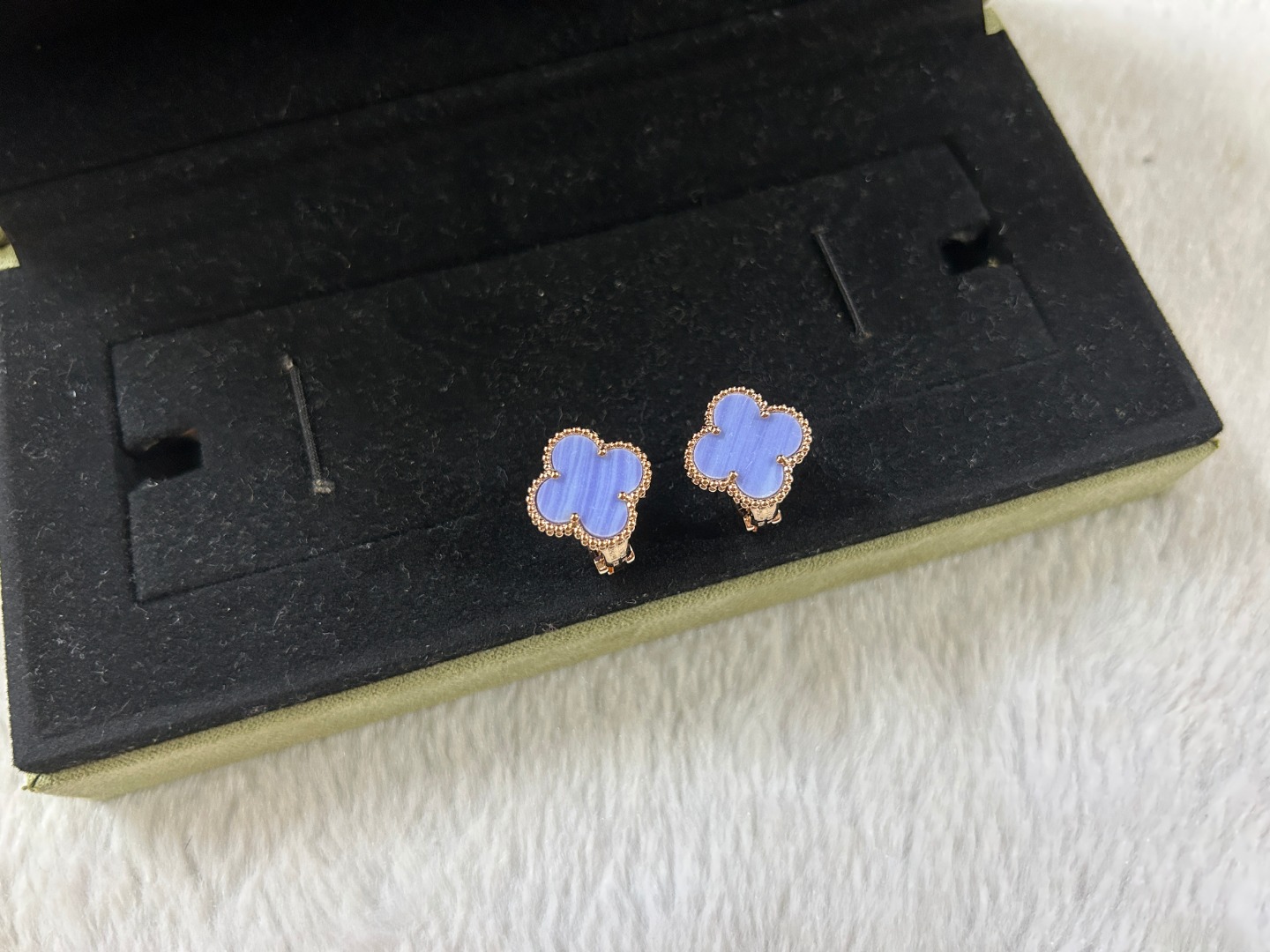 Van Cleef & Arpels Purple Chalcedony Four-Leaf Clover Earrings