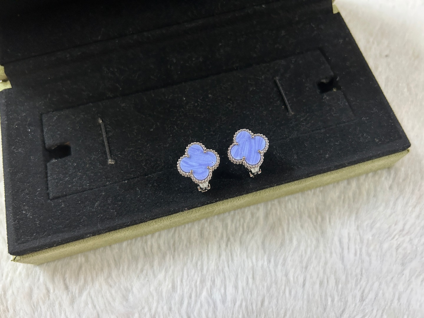 Van Cleef & Arpels Purple Chalcedony Four-Leaf Clover Earrings