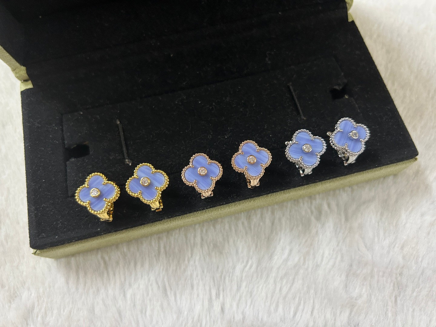 Van Cleef & Arpels Purple Chalcedony Four-Leaf Clover Earrings