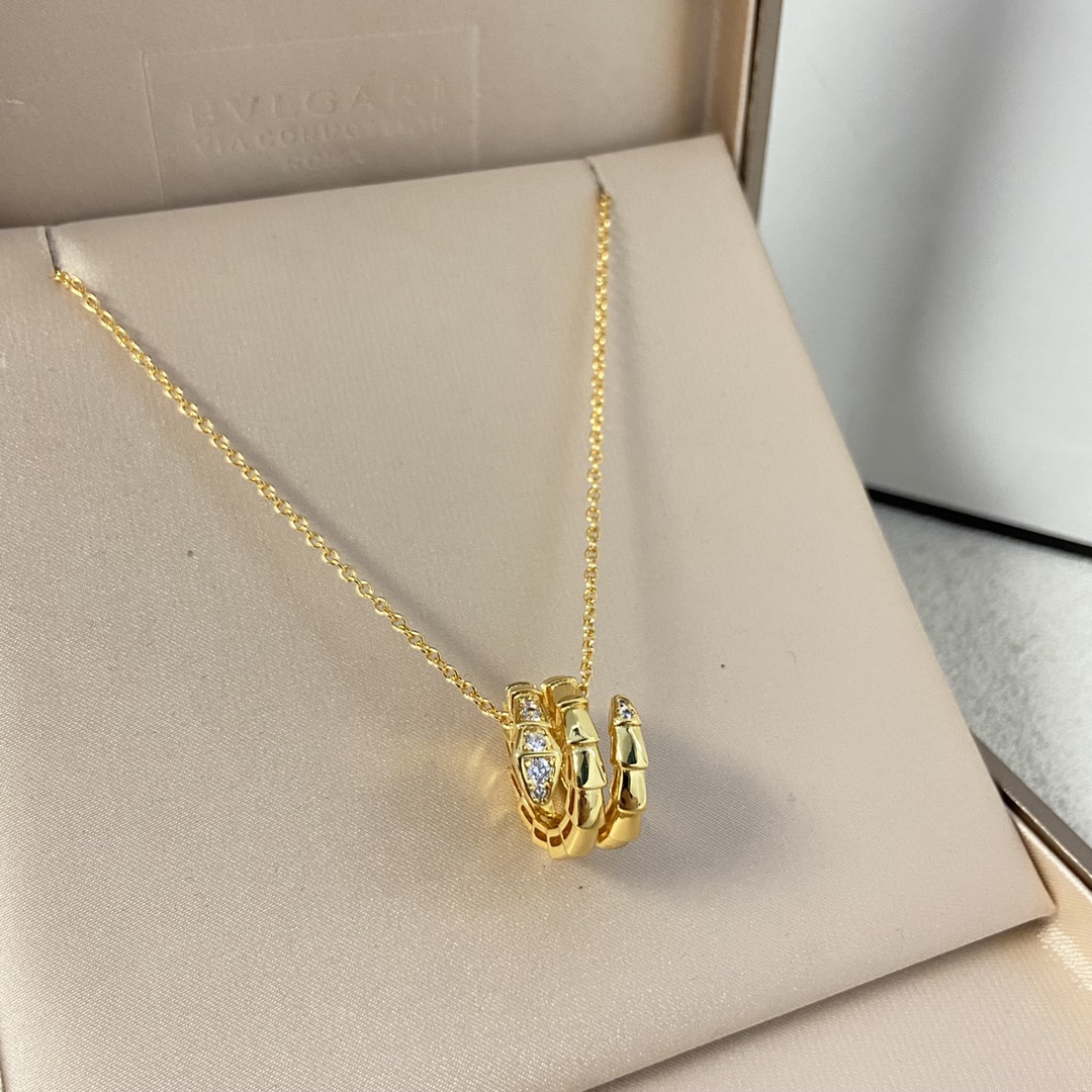 Bulgari necklace New three-circle half-diamond snake necklace