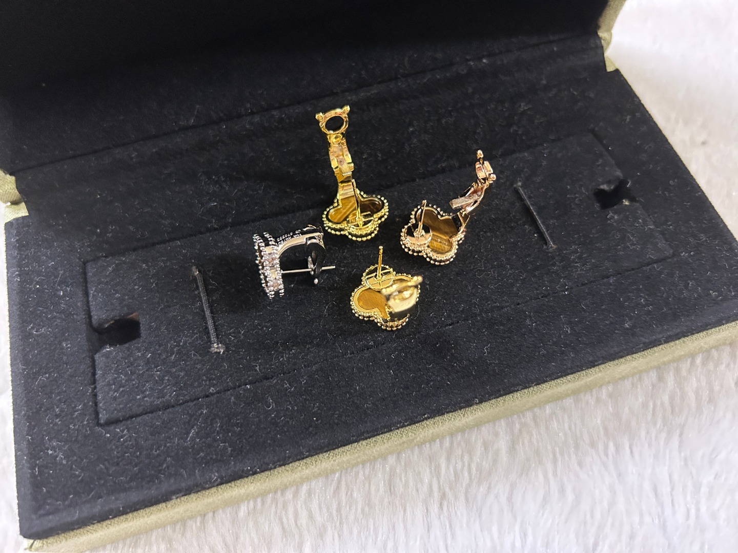 Van Cleef & Arpels Tiger's Eye Clover Earrings