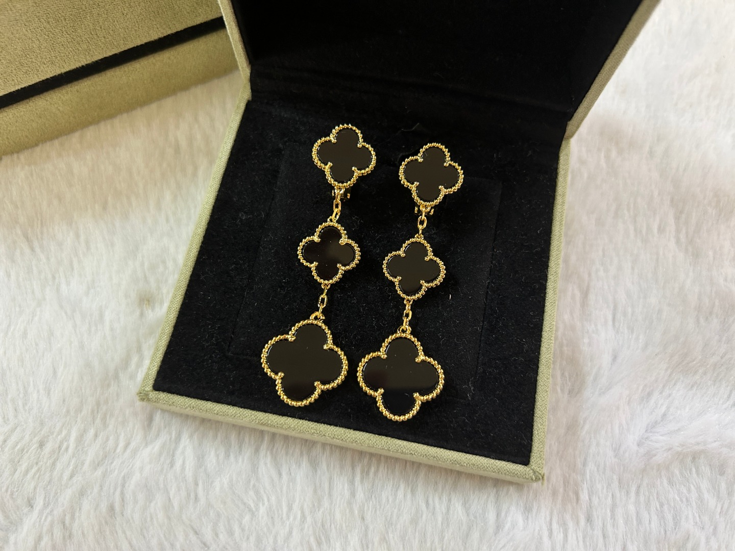 Van Cleef & Arpels Black Onyx Clover Earrings