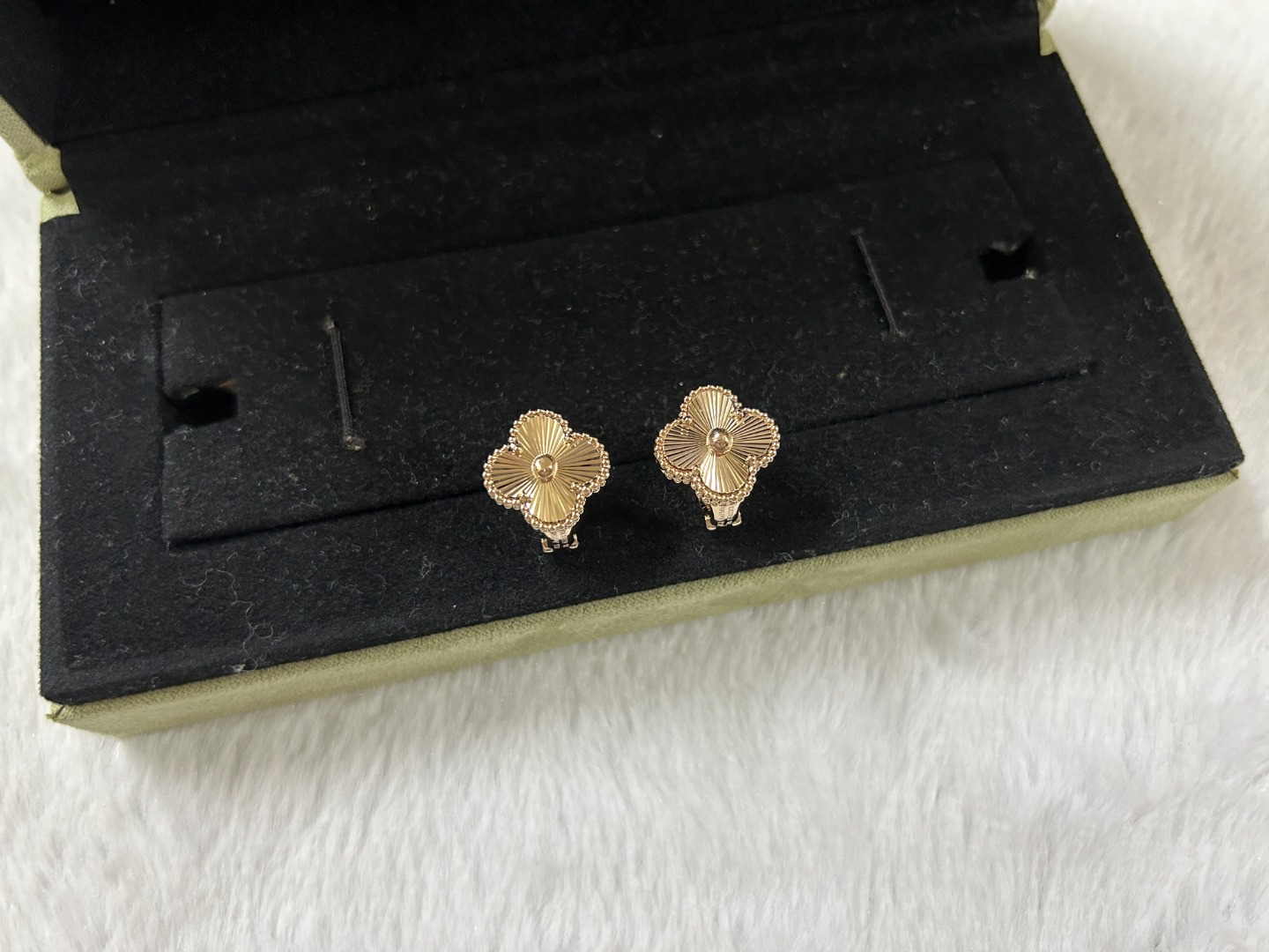 Van Cleef & Arpels Laser Cut Four-Leaf Clover Earrings