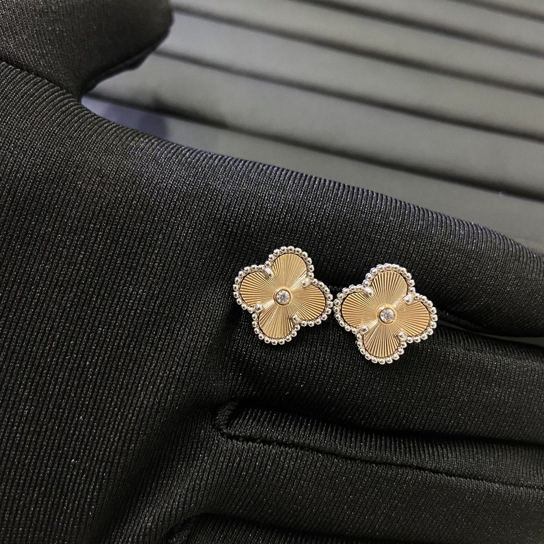 Van Cleef & Arpels Laser Cut Four-Leaf Clover Earrings
