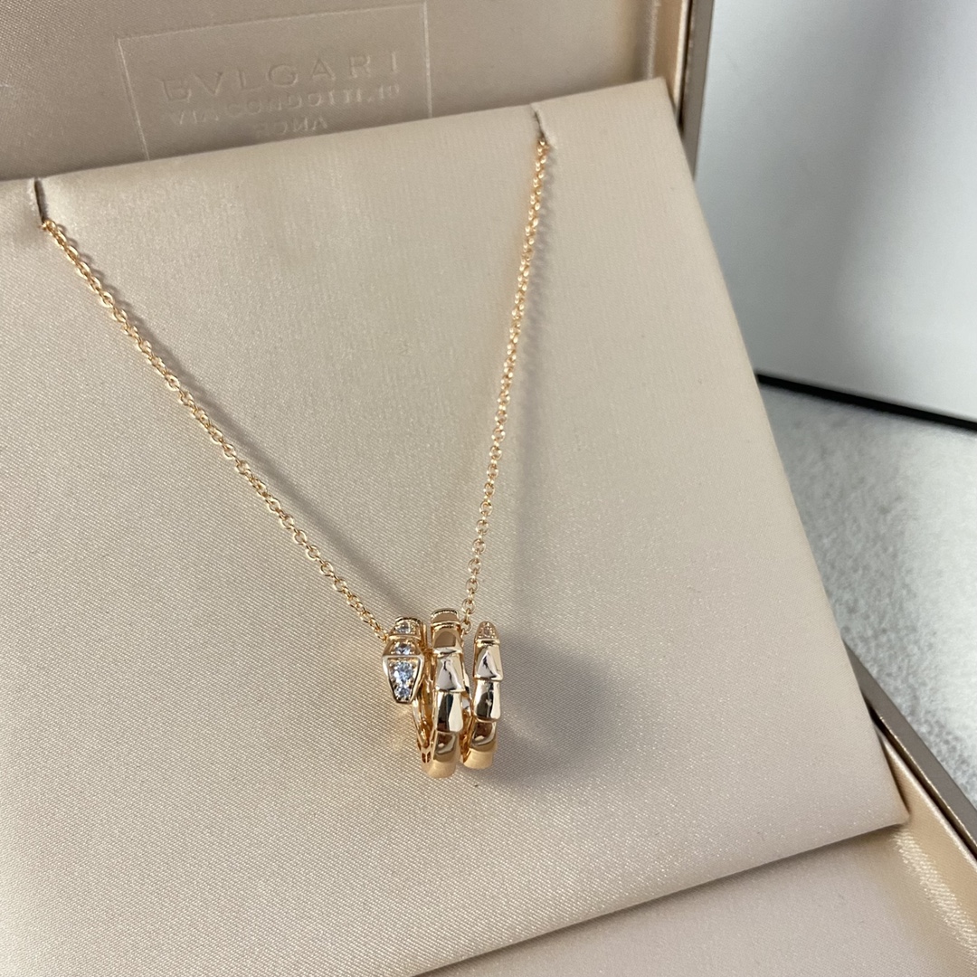 Bulgari necklace New three-circle half-diamond snake necklace