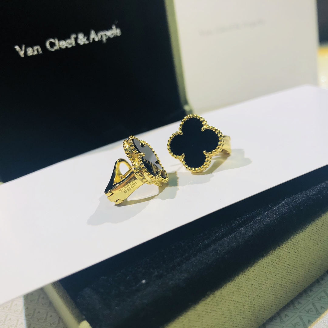 Van Cleef & Arpels Black Onyx Clover Earrings