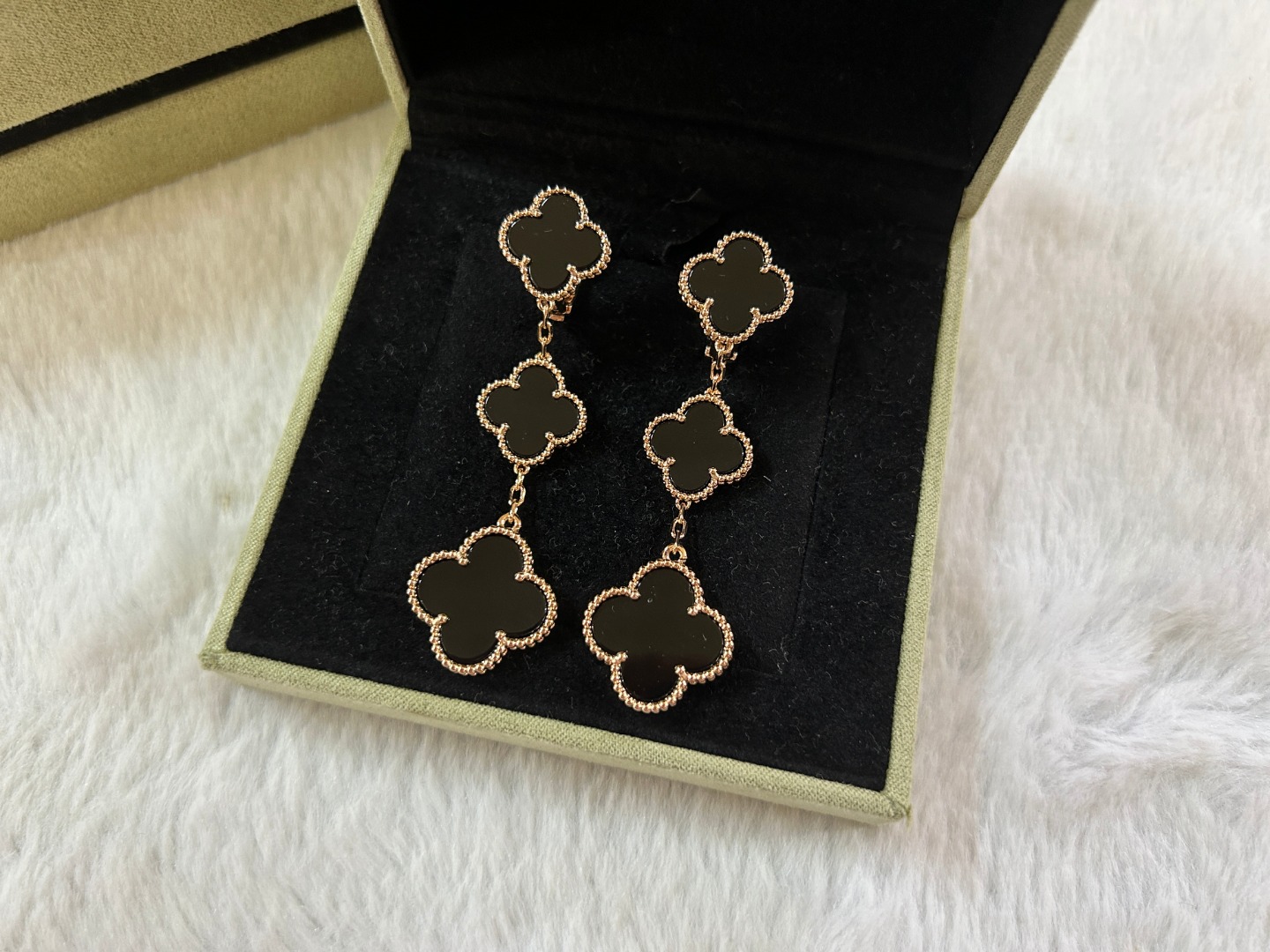 Van Cleef & Arpels Black Onyx Clover Earrings