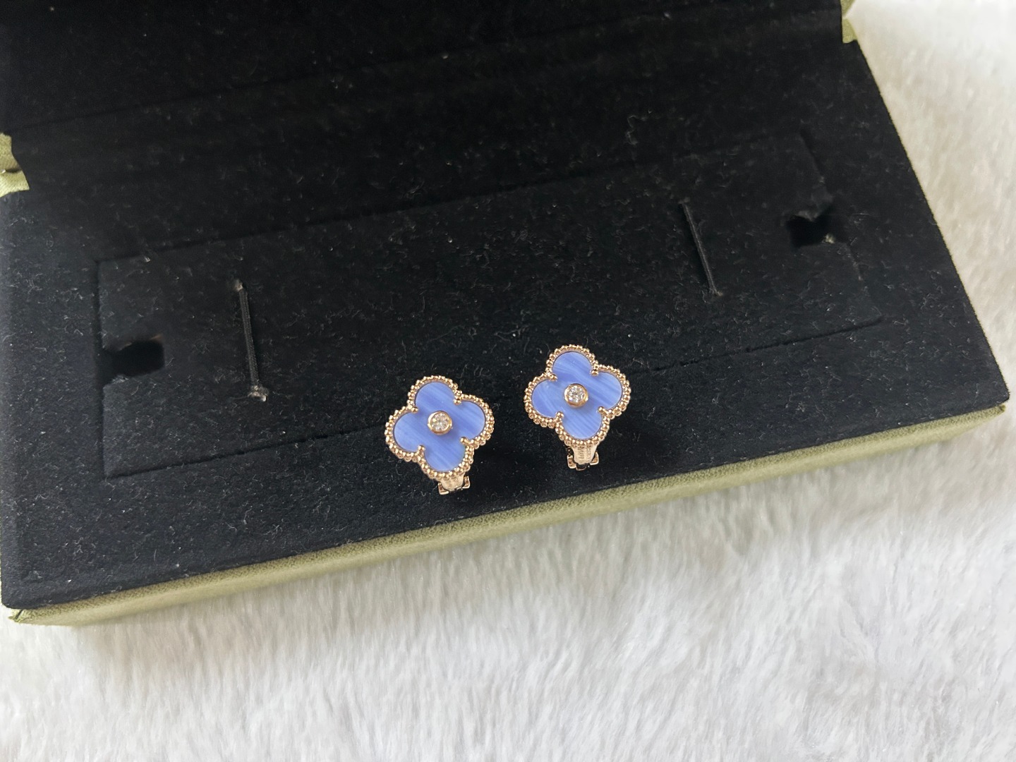 Van Cleef & Arpels Purple Chalcedony Four-Leaf Clover Earrings