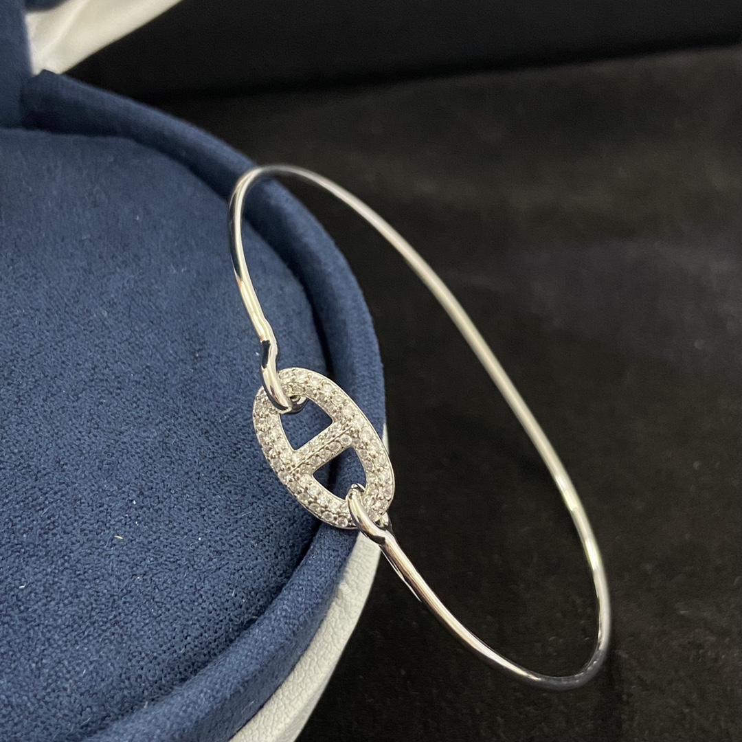 Hermes bracelet New full diamond pig nose bracelet