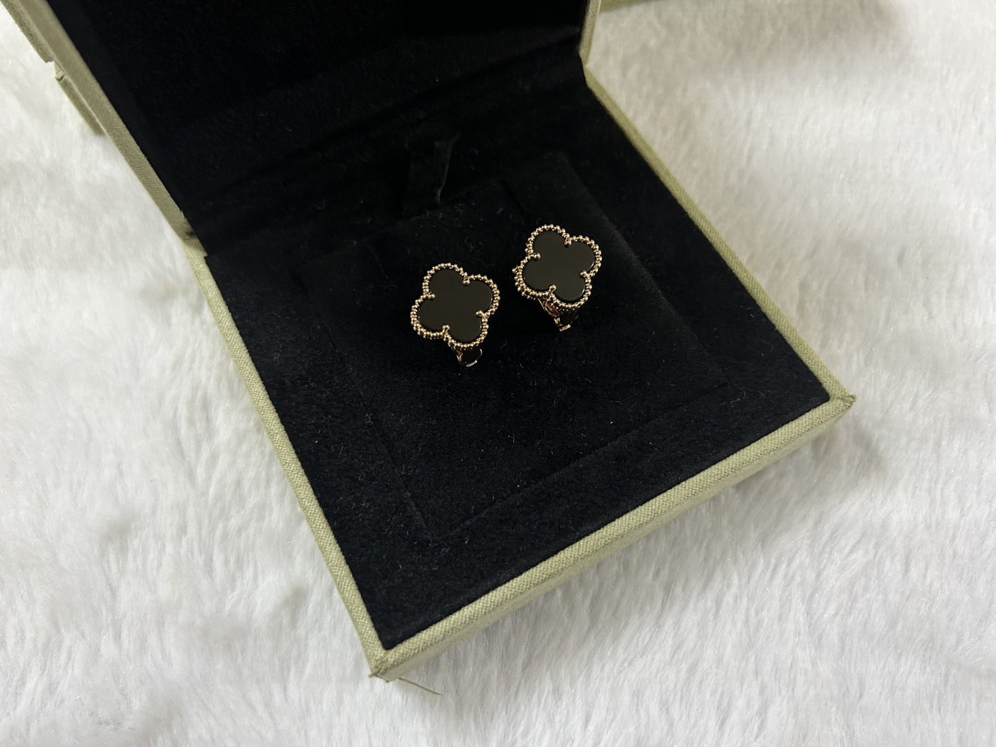 Van Cleef & Arpels Black Onyx Clover Earrings