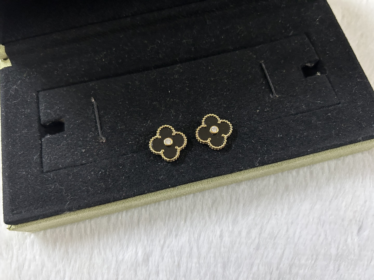 Van Cleef & Arpels Black Onyx Clover Earrings