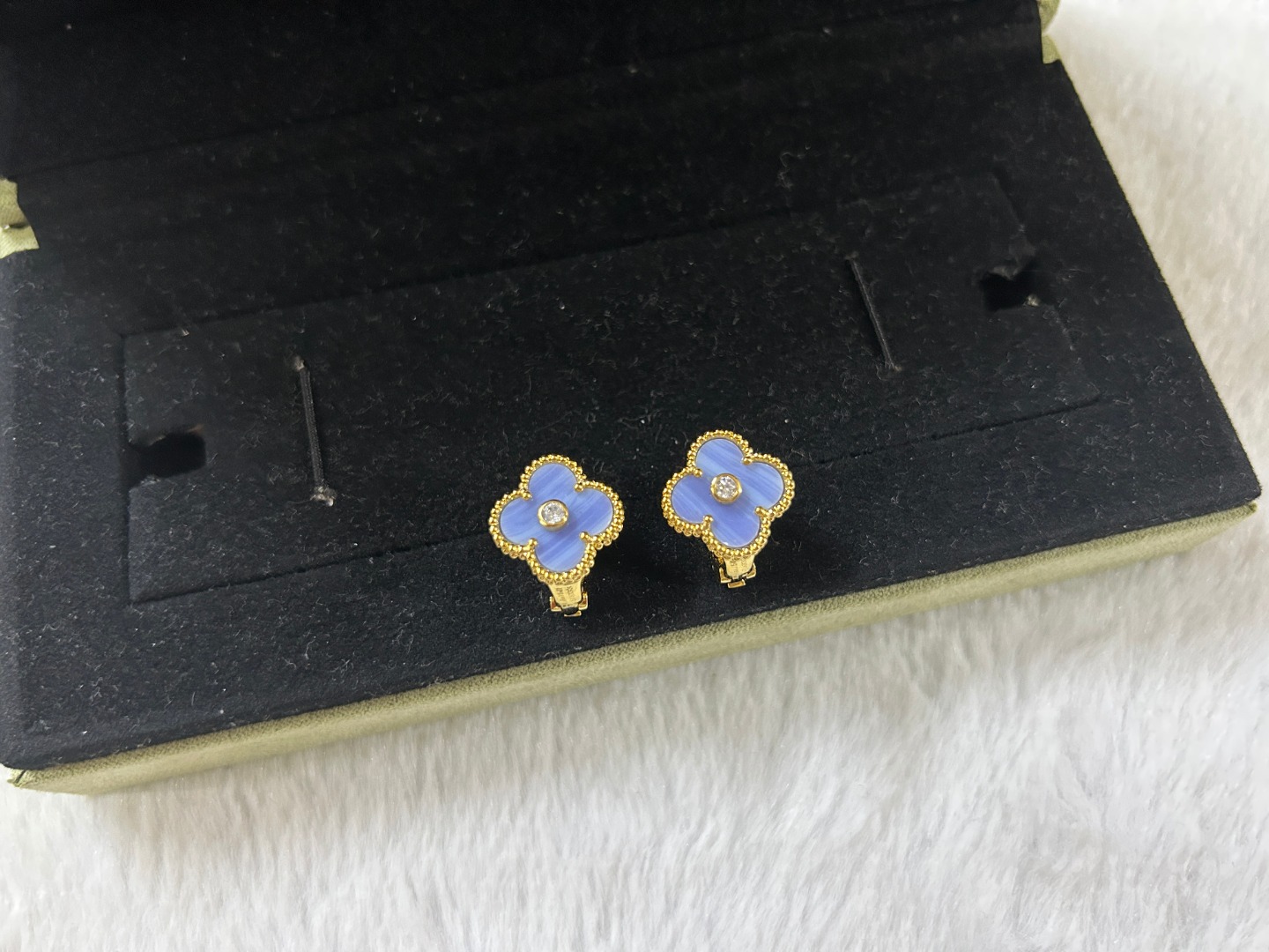 Van Cleef & Arpels Purple Chalcedony Four-Leaf Clover Earrings