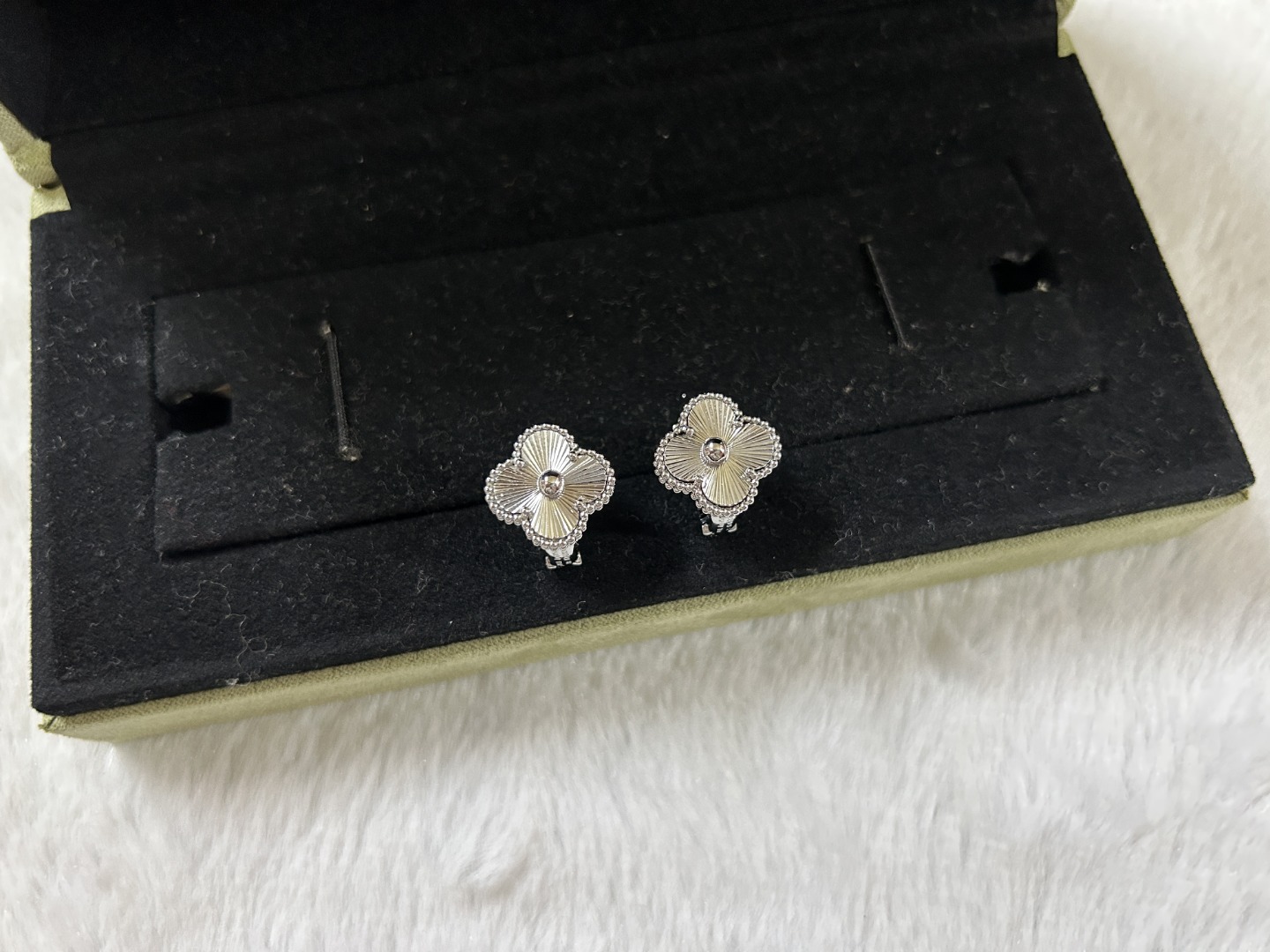 Van Cleef & Arpels Laser Cut Four-Leaf Clover Earrings