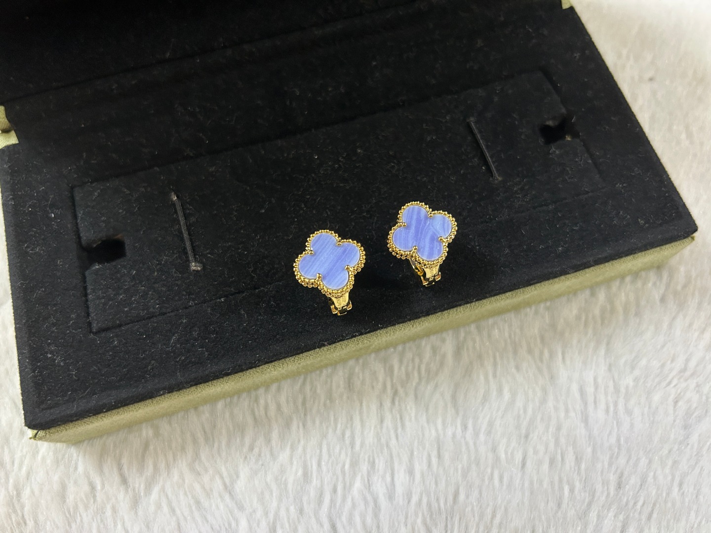 Van Cleef & Arpels Purple Chalcedony Four-Leaf Clover Earrings