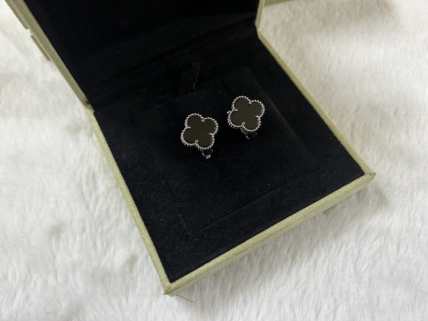 Van Cleef & Arpels Black Onyx Clover Earrings