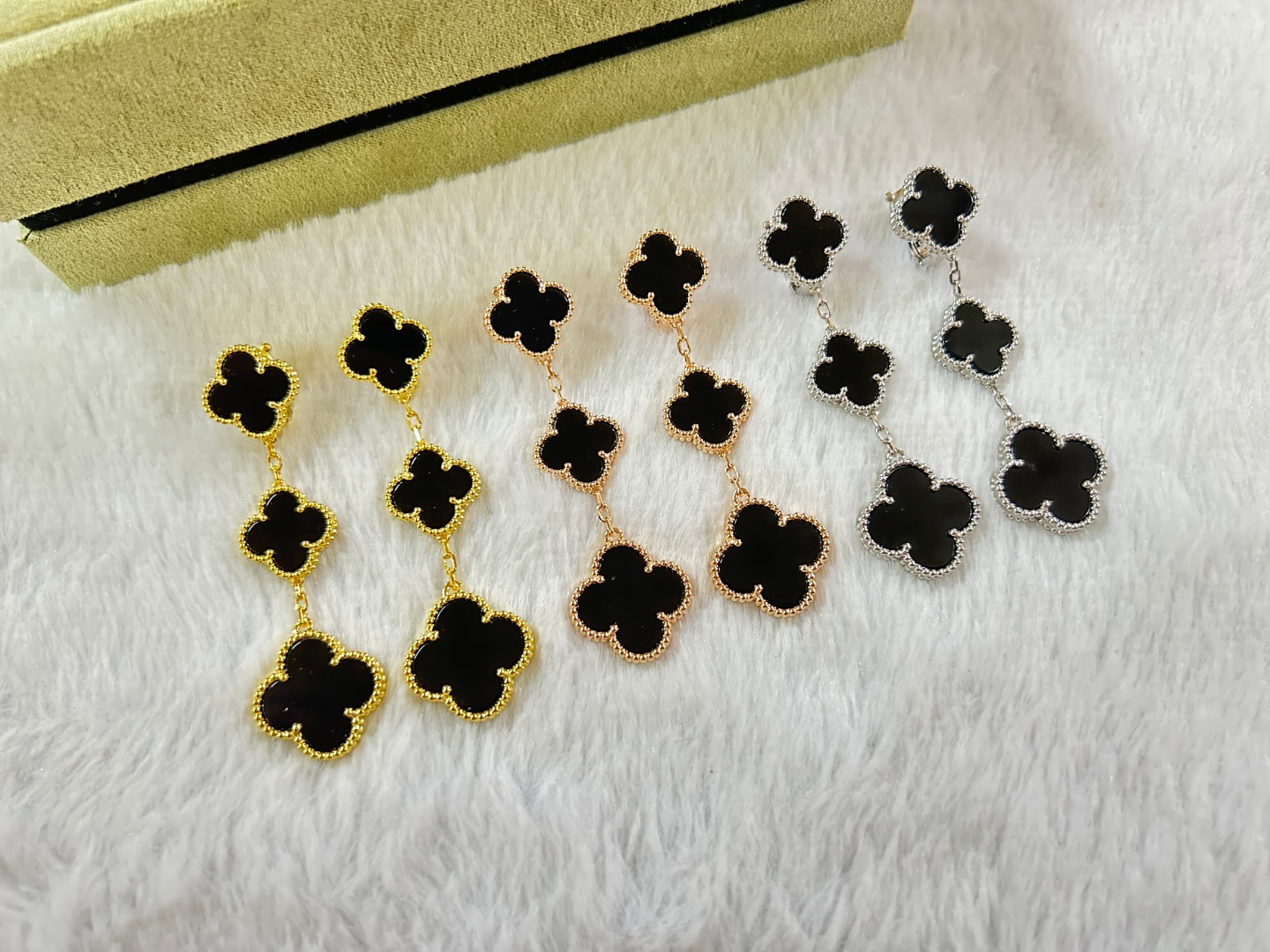 Van Cleef & Arpels Black Onyx Clover Earrings