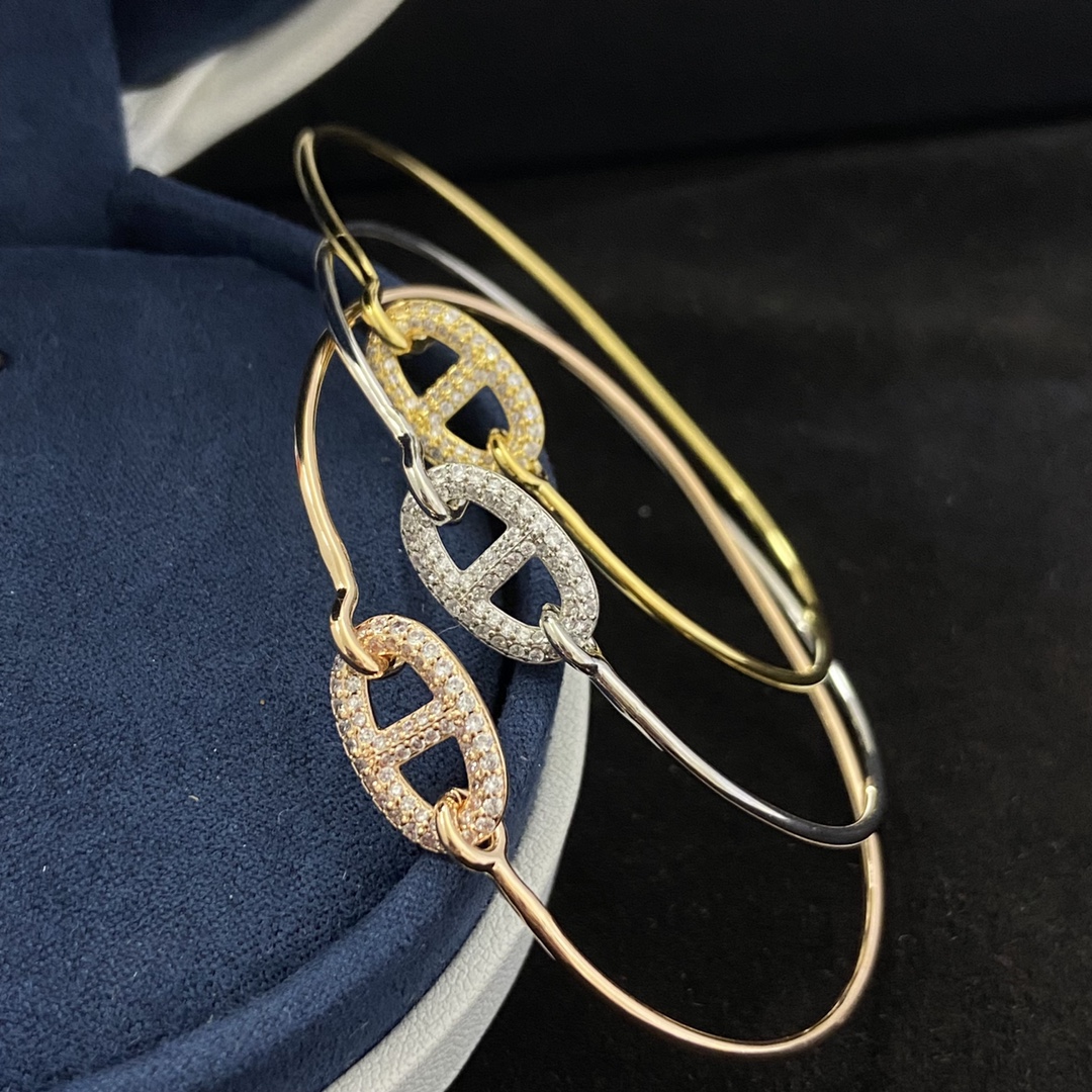 Hermes bracelet New full diamond pig nose bracelet