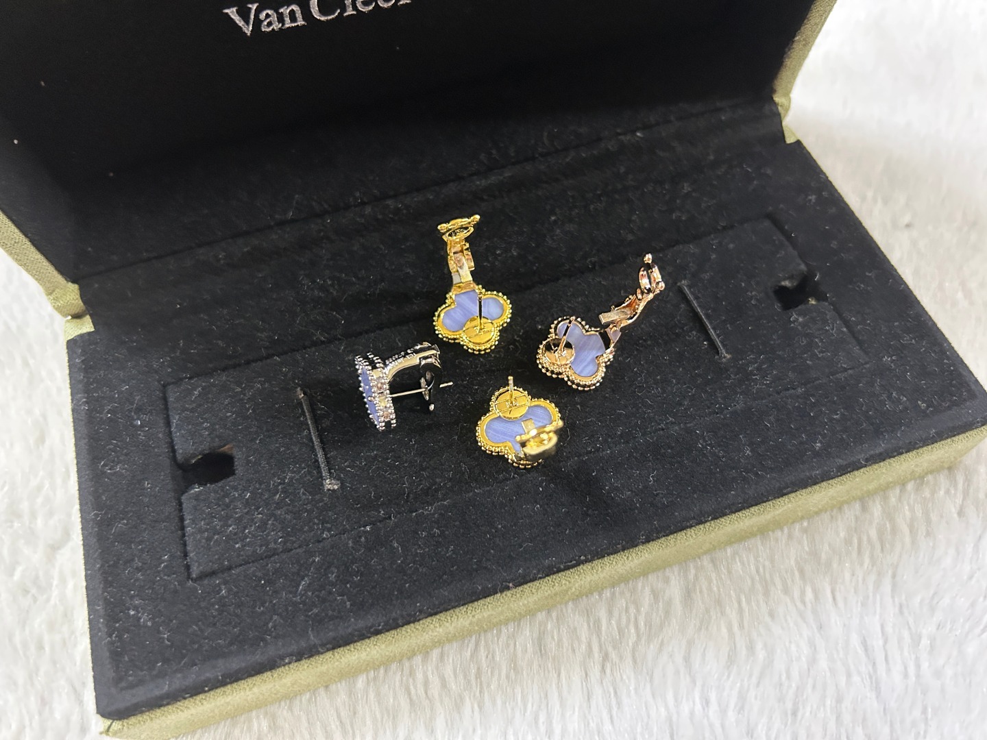 Van Cleef & Arpels Purple Chalcedony Four-Leaf Clover Earrings