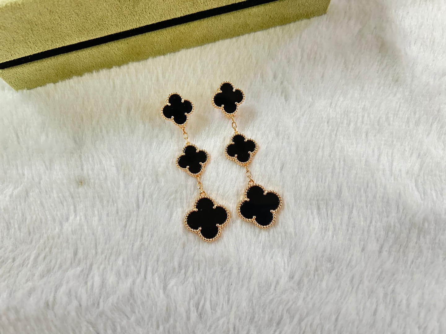 Van Cleef & Arpels Black Onyx Clover Earrings
