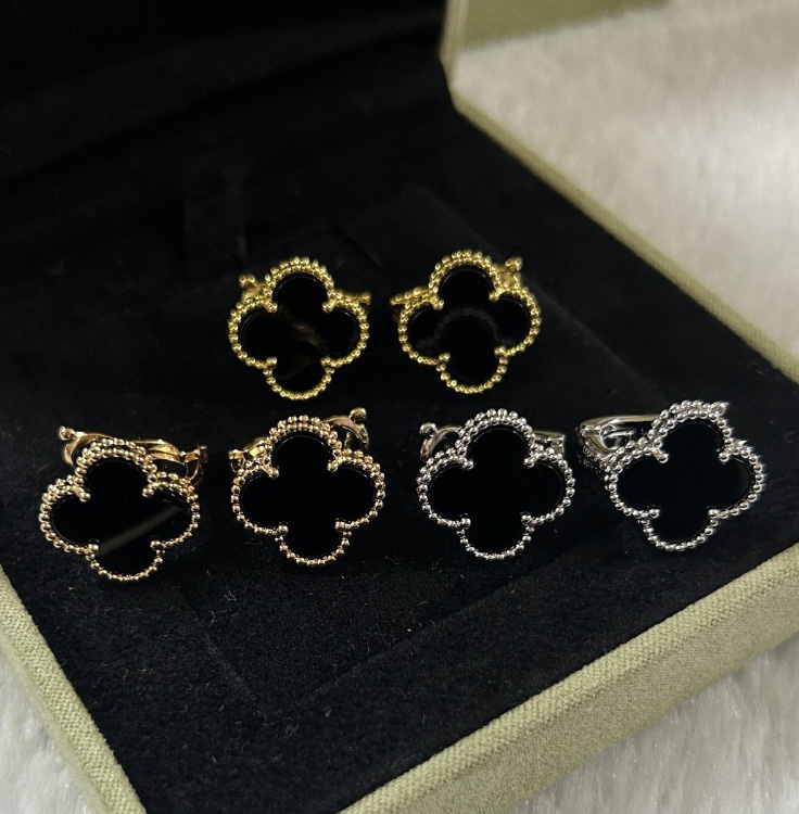 Van Cleef & Arpels Black Onyx Clover Earrings