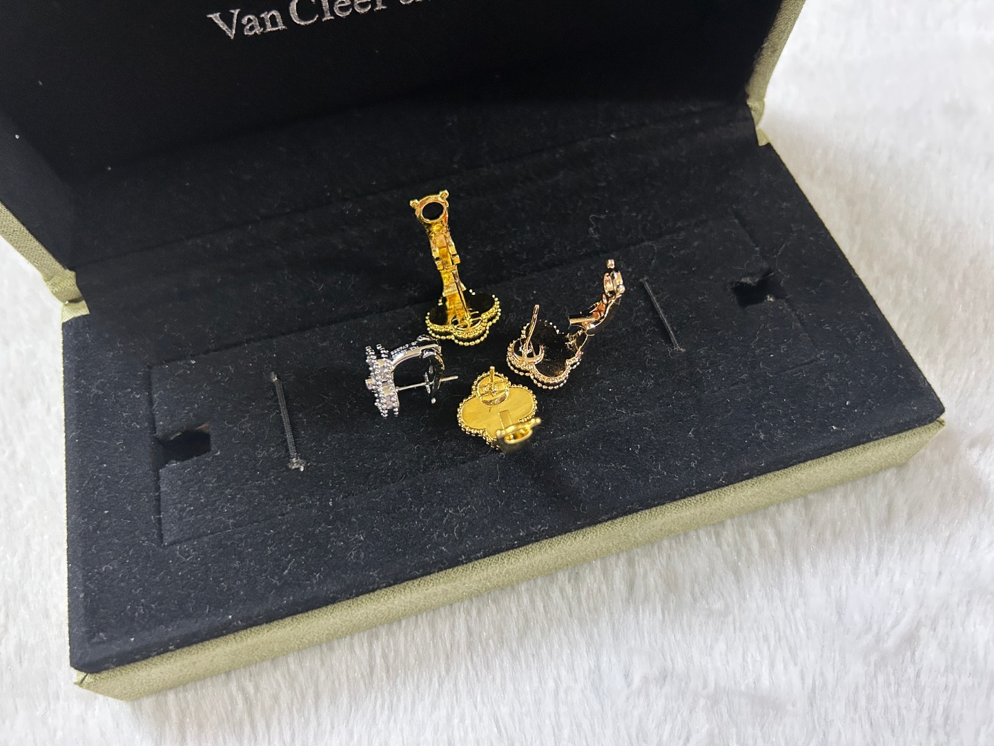 Van Cleef & Arpels Tiger's Eye Clover Earrings