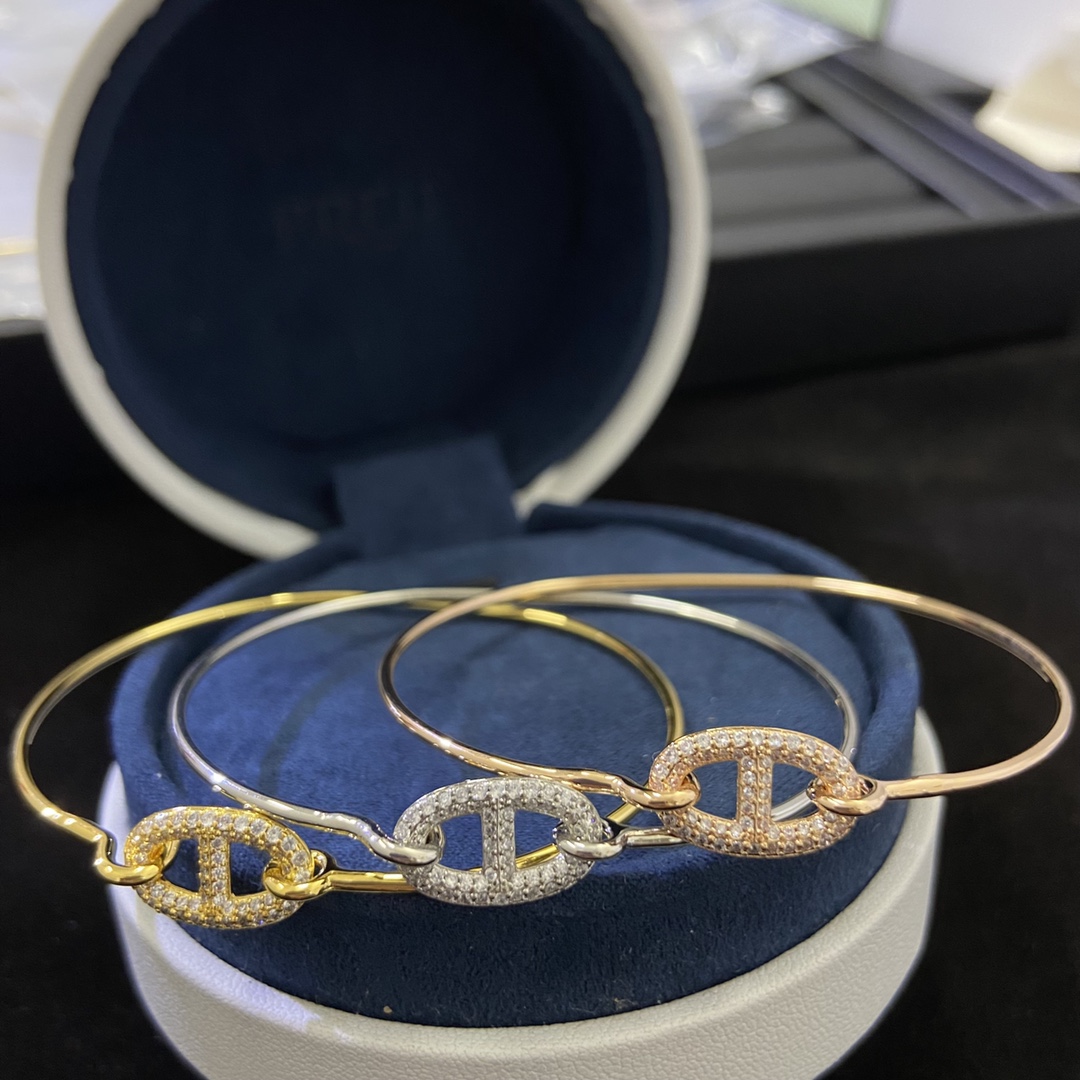 Hermes bracelet New full diamond pig nose bracelet