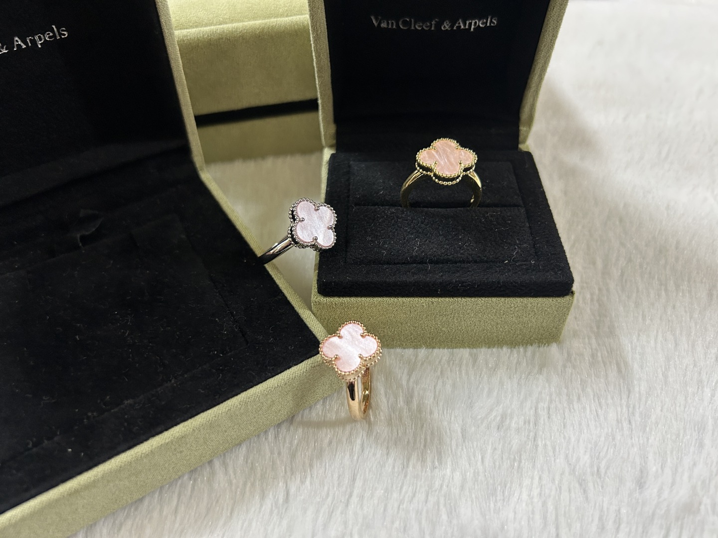 Van Cleef & Arpels pink mother-of-pearl ring