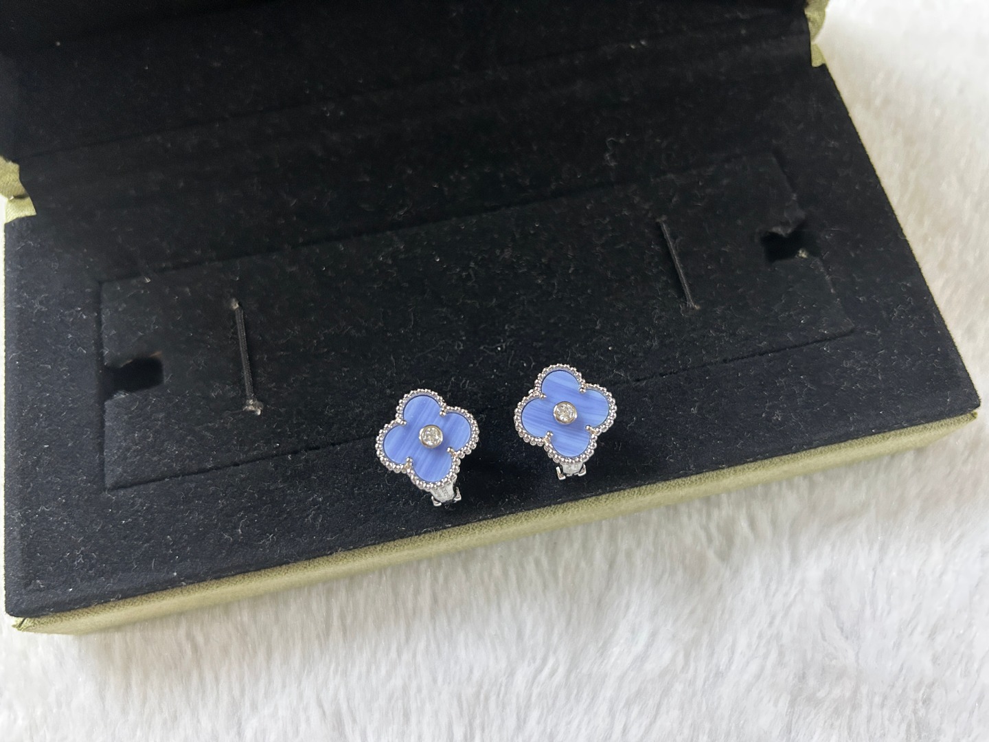Van Cleef & Arpels Purple Chalcedony Four-Leaf Clover Earrings