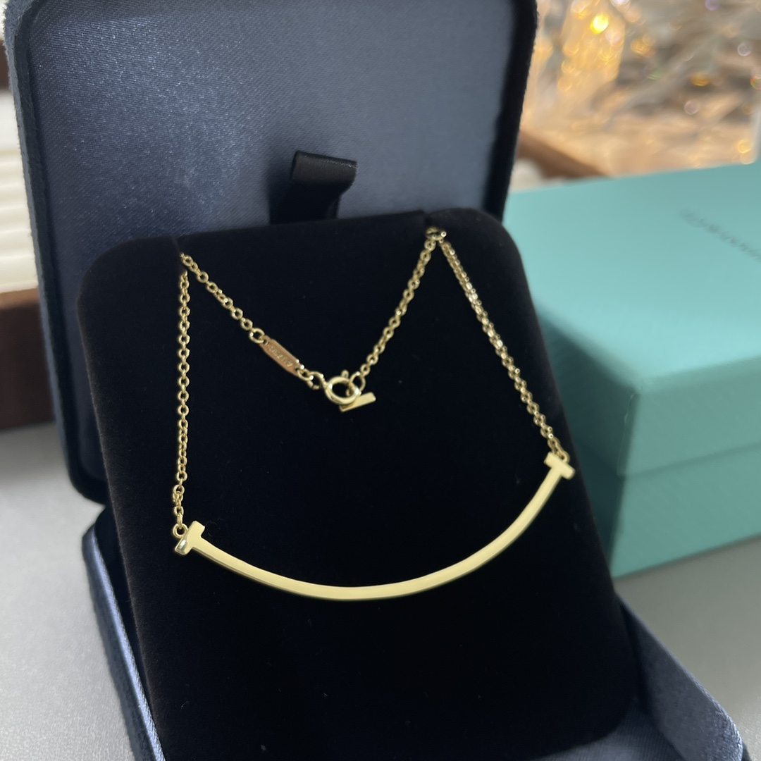 Tiffany Necklace New Classic Large Diamond-Encrusted Smiley Face Necklace