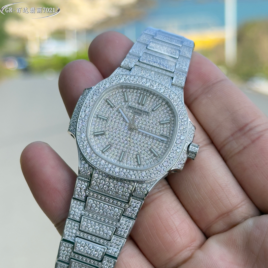 A classic timepiece, the Patek Philippe Women's Nautilus 7021 Full Diamond Limited Edition