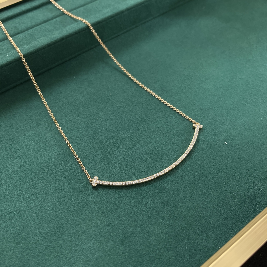 Tiffany Necklace New Classic Large Diamond-Encrusted Smiley Face Necklace