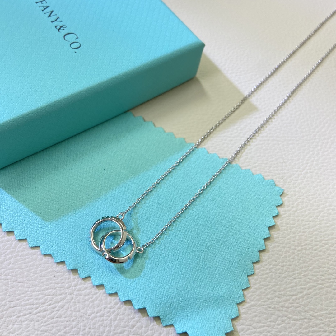 Tiffany necklace New Roman numeral double ring necklace rose gold, yellow gold, white gold