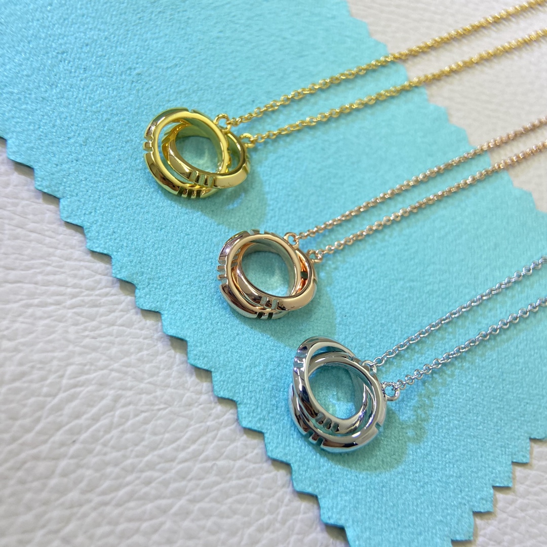 Tiffany necklace New Roman numeral double ring necklace rose gold, yellow gold, white gold