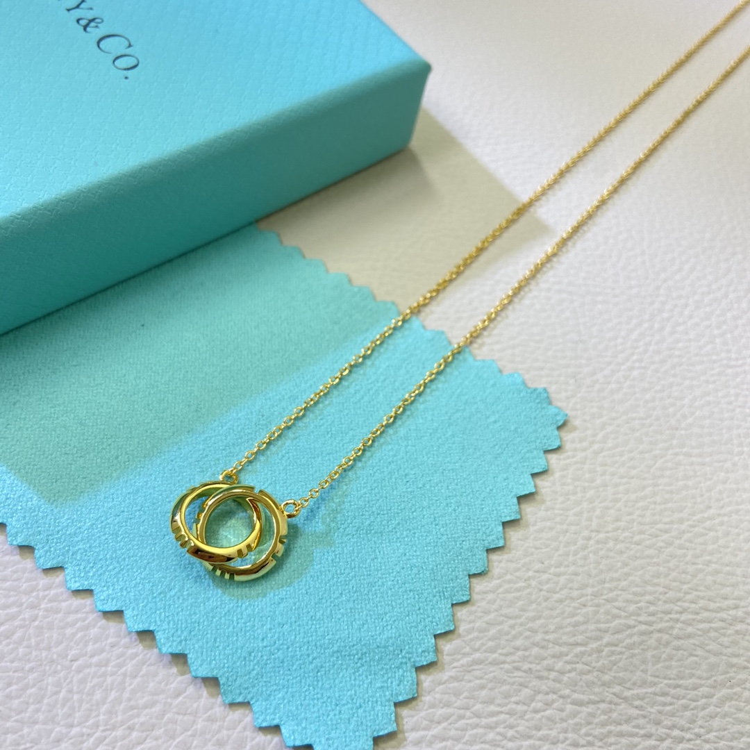 Tiffany necklace New Roman numeral double ring necklace rose gold, yellow gold, white gold