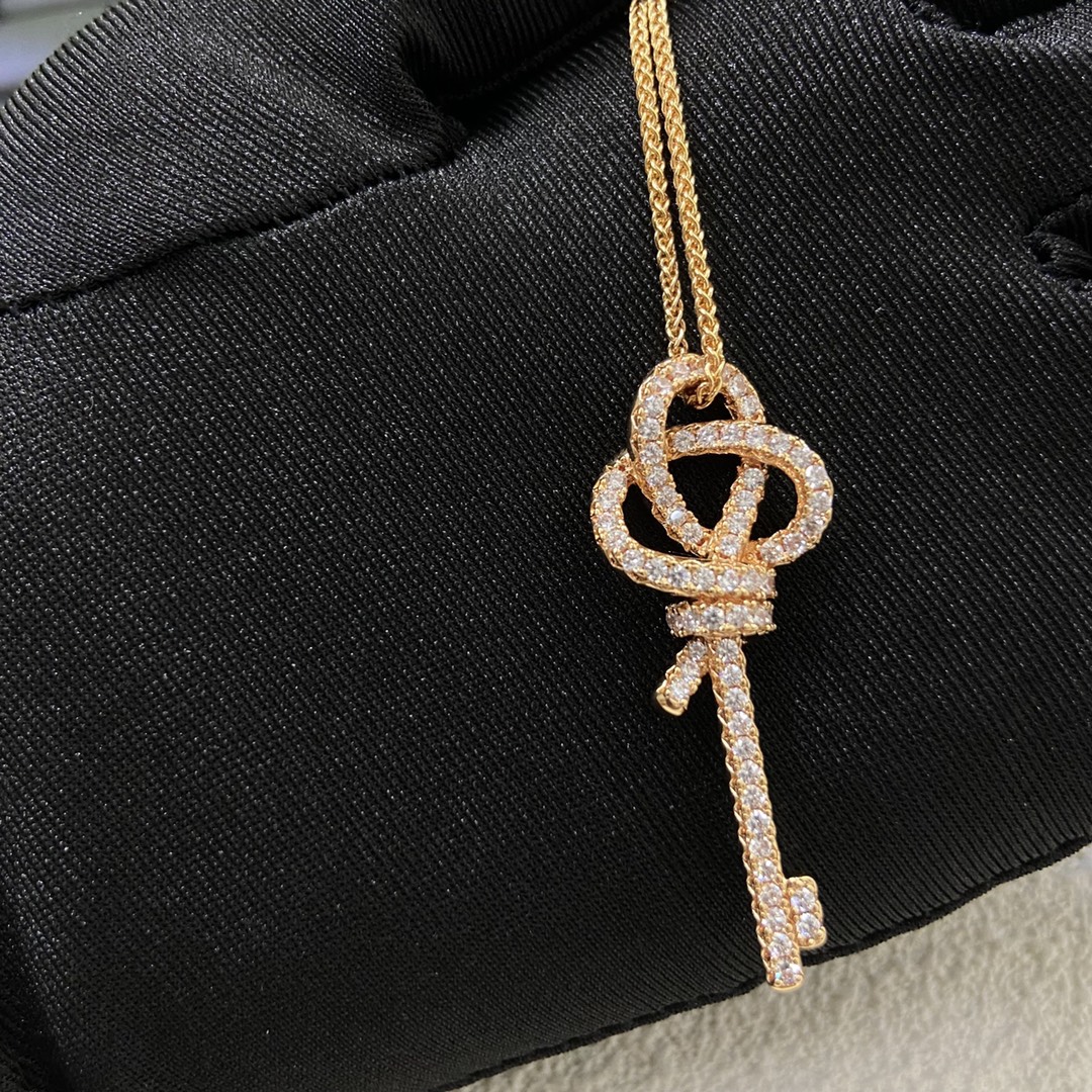 Tiffany necklace New braided rope knotted diamond key necklace