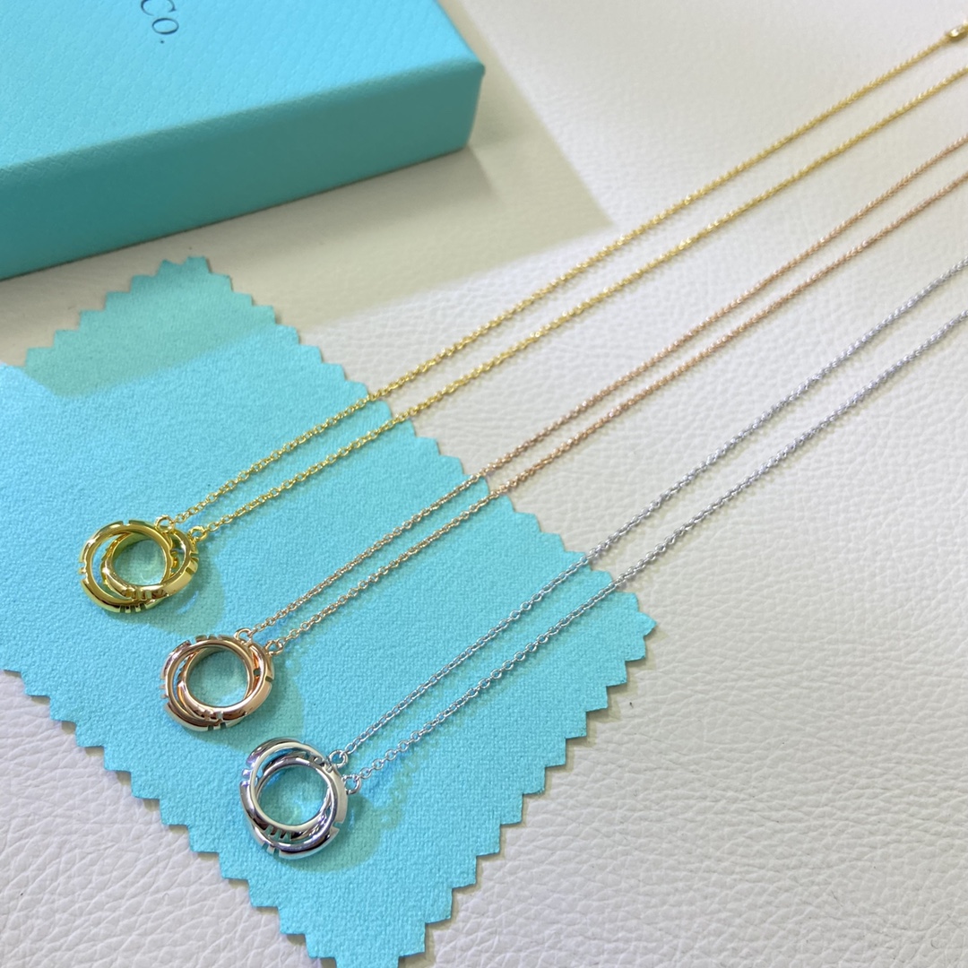 Tiffany necklace New Roman numeral double ring necklace rose gold, yellow gold, white gold